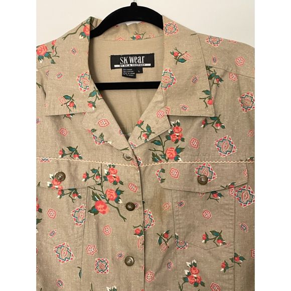 SK Wear Vintage Dainty Floral Neutral Jacket Women's Size Large No Wear A122 - Picture 3 of 13
